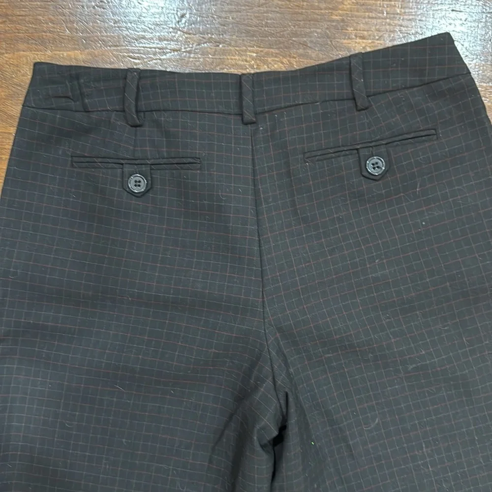 Nine West Slouchy Cyndi stretch brown box pattern office trousers pants size 10